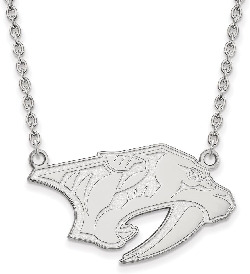 LogoArt 14k White Gold NHL Nashville Predators Large Necklace, 18 Inch