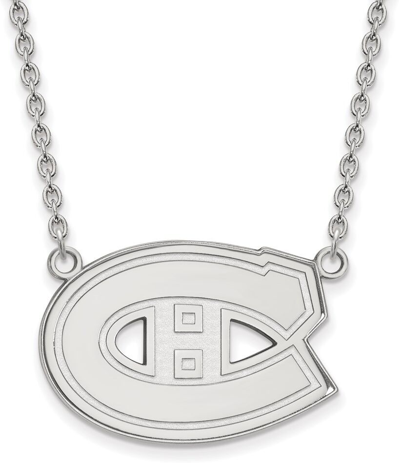 LogoArt 14k White Gold NHL Montreal Canadiens Large Necklace, 18 Inch