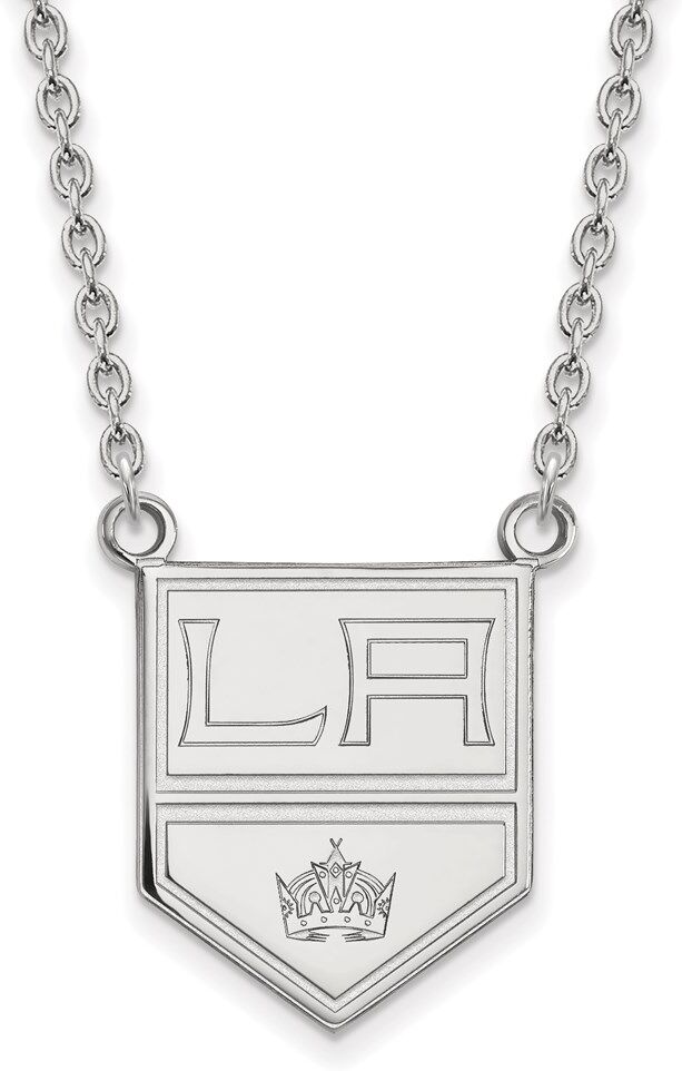 LogoArt 14k White Gold NHL Los Angeles Kings Large Necklace, 18 Inch