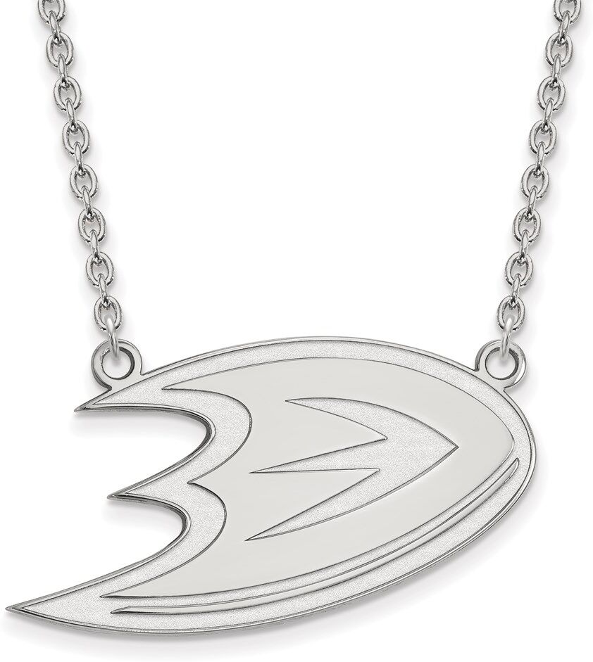 LogoArt 14k White Gold NHL Anaheim Ducks Large Necklace, 18 Inch