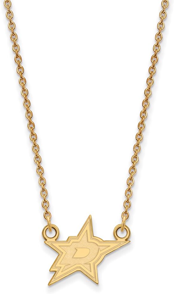 LogoArt 14k Yellow Gold NHL Dallas Stars Small Necklace, 18 Inch