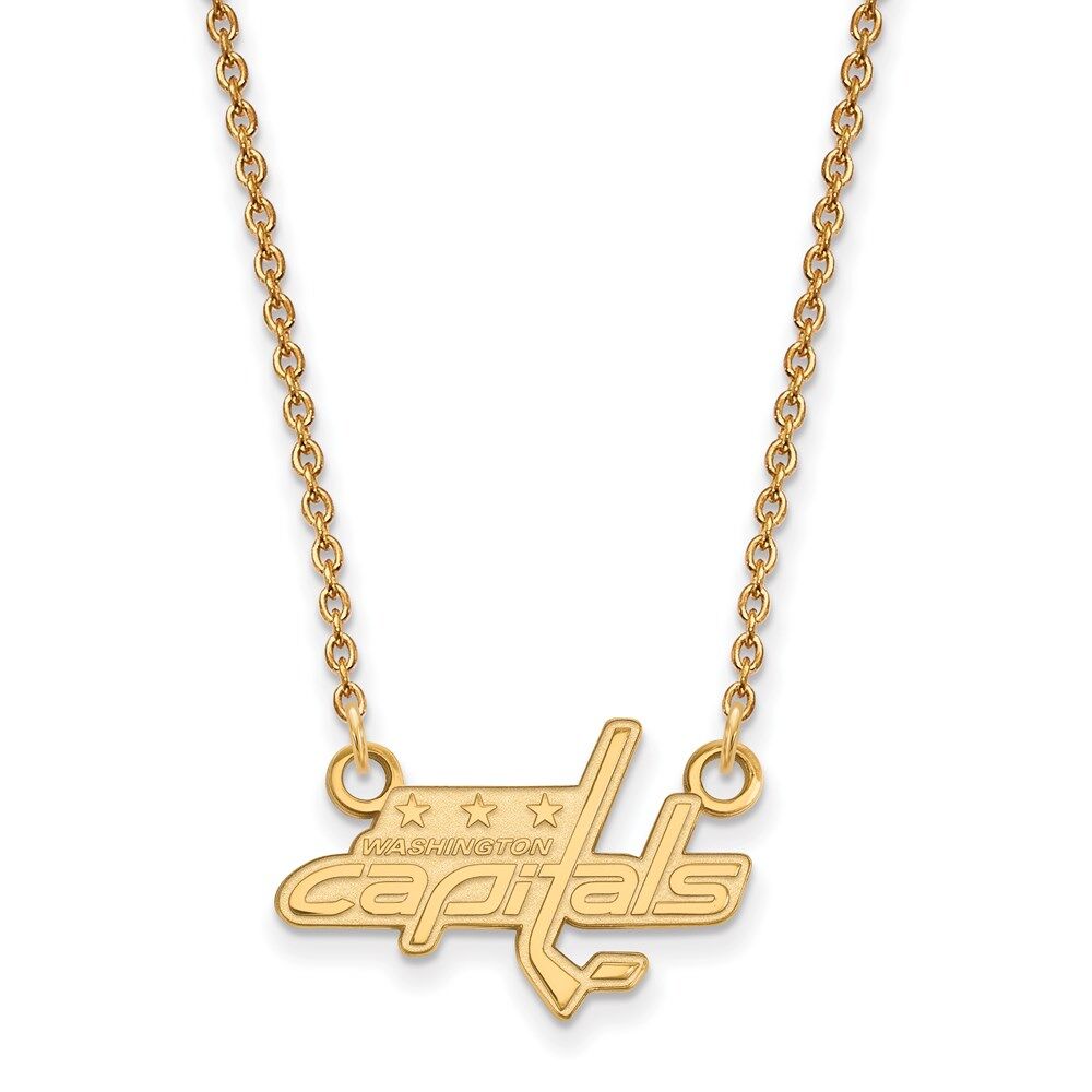 LogoArt 14k Yellow Gold NHL Washington Capitals Small Necklace, 18 Inch