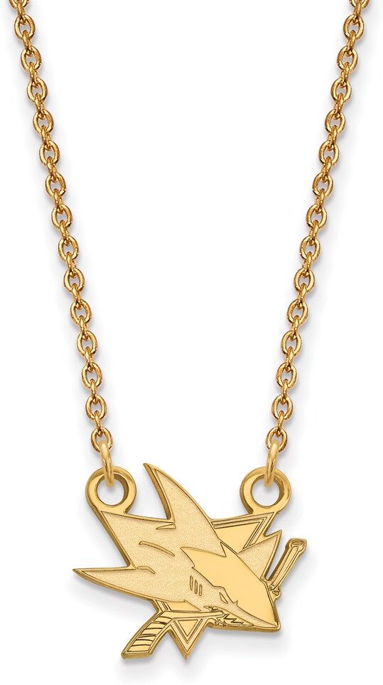 LogoArt 14k Yellow Gold NHL San Jose Sharks Small Necklace, 18 Inch