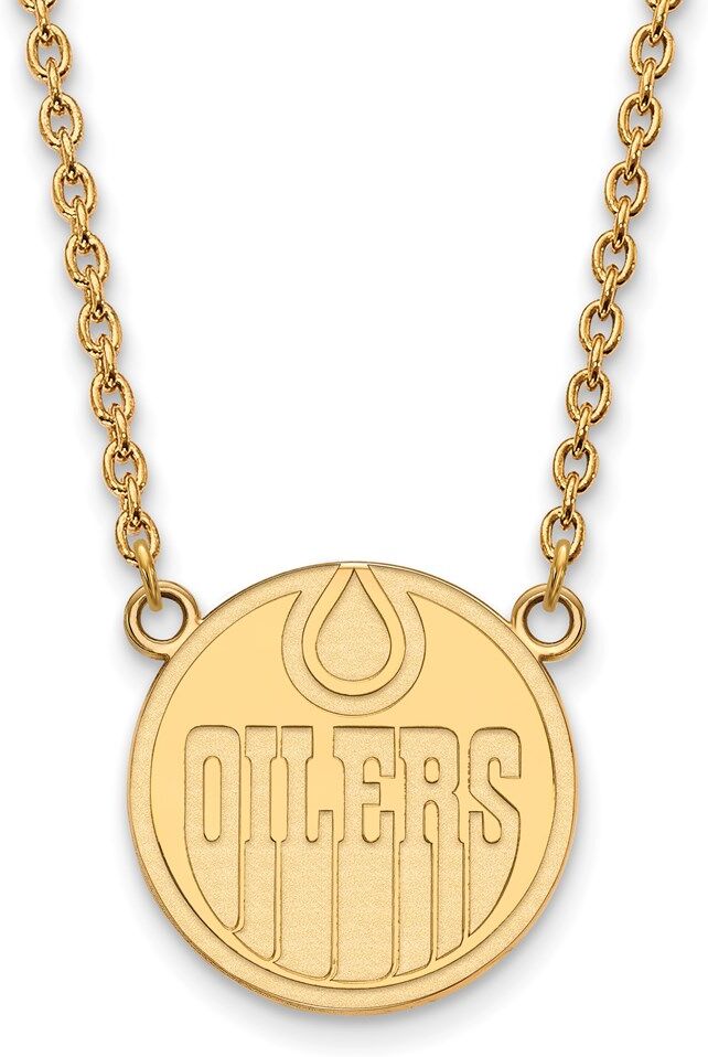 LogoArt 14k Yellow Gold NHL Edmonton Oilers Large Necklace, 18 Inch