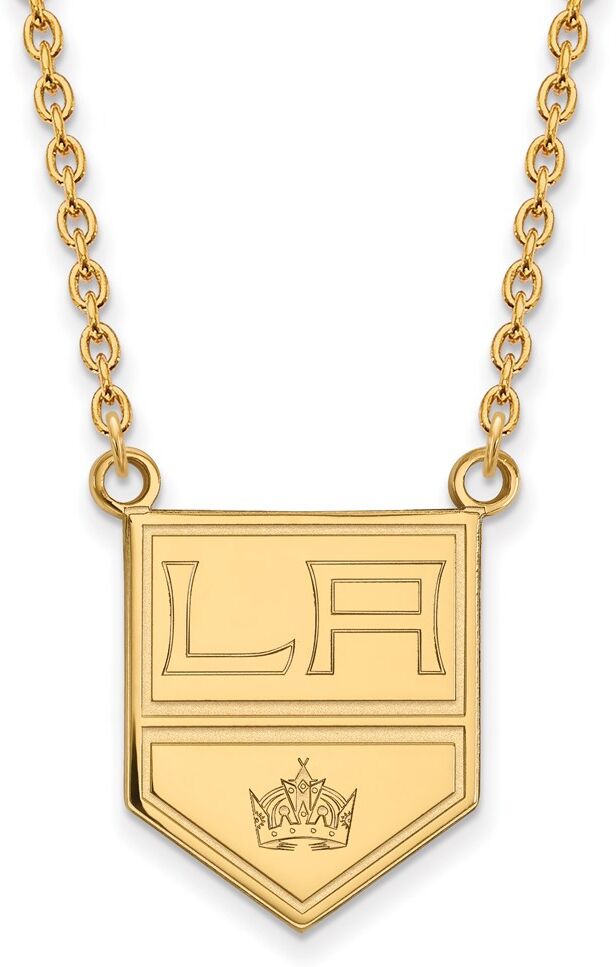 LogoArt 14k Yellow Gold NHL Los Angeles Kings Large Necklace, 18 Inch