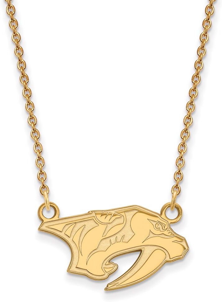 LogoArt SS 14k Yellow Gold Plated NHL Nashville Predators SM Necklace, 18 Inch