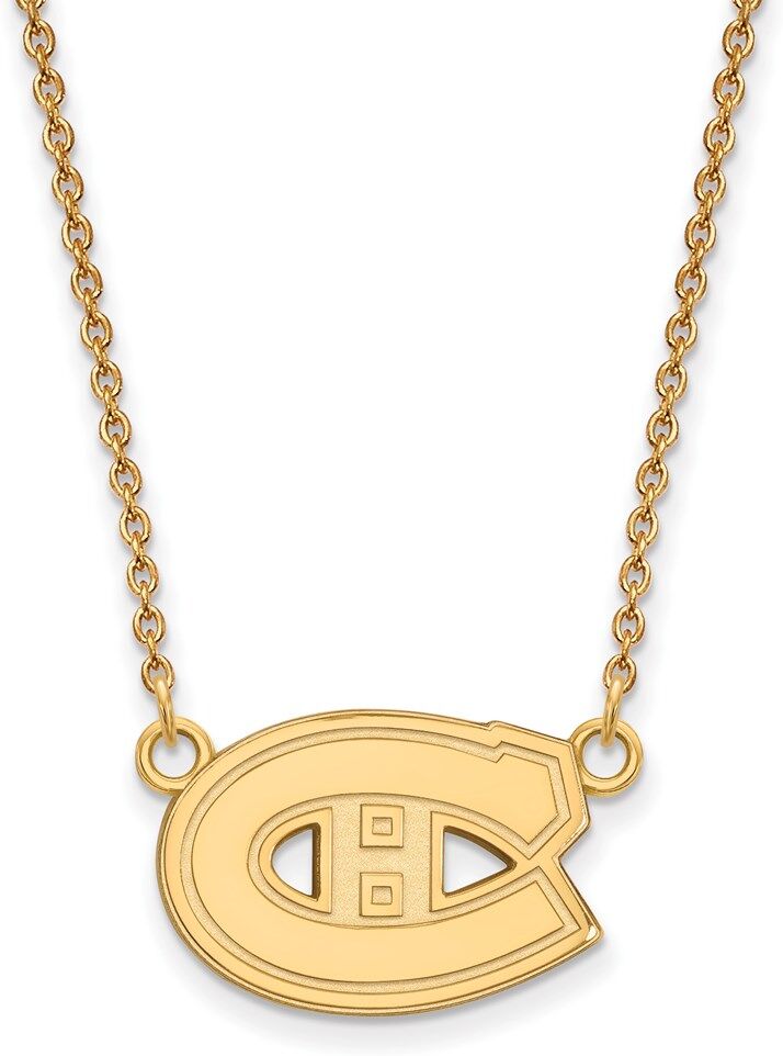 LogoArt SS 14k Yellow Gold Plated NHL Montreal Canadiens SM Necklace, 18 Inch