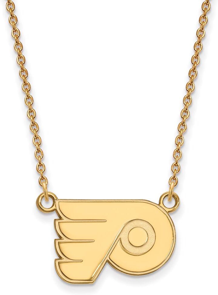 LogoArt SS 14k Yellow Gold Plated NHL Philadelphia Flyers SM Necklace, 18 Inch