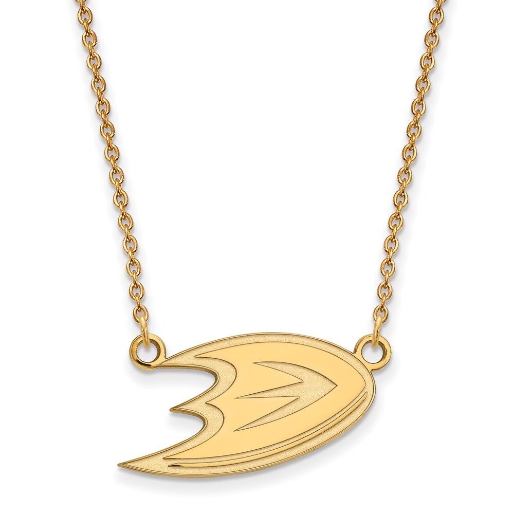 LogoArt SS 14k Yellow Gold Plated NHL Anaheim Ducks Small Necklace, 18 Inch