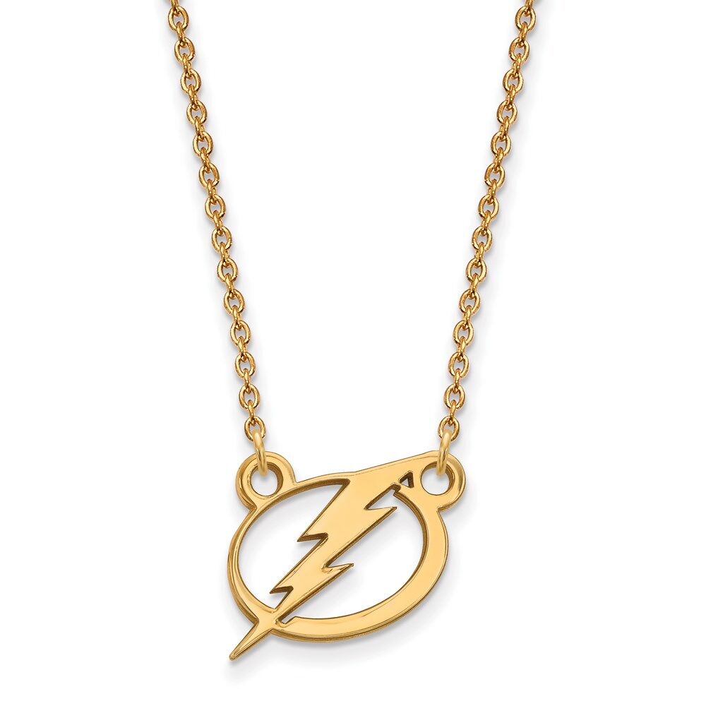LogoArt SS 14k Yellow Gold Plated NHL Tampa Bay Lightning SM Necklace, 18 Inch