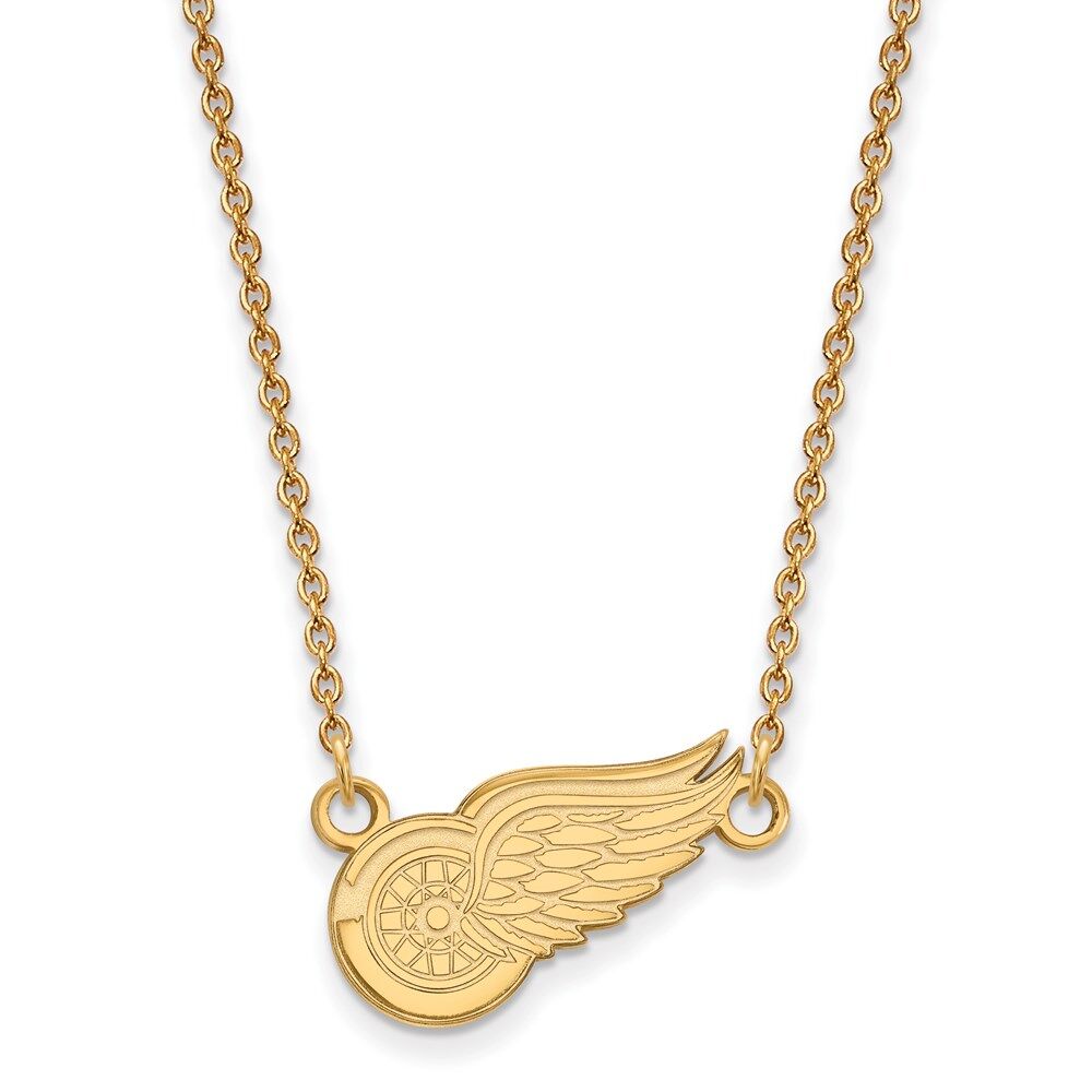 LogoArt SS 14k Yellow Gold Plated NHL Detroit Red Wings SM Necklace, 18 Inch
