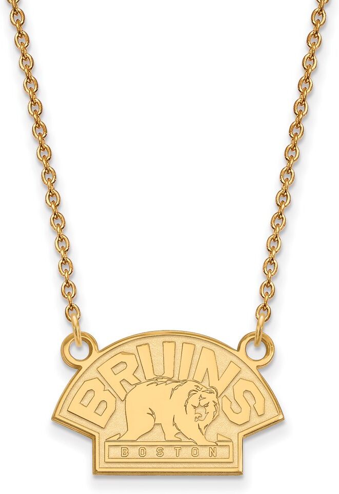 LogoArt SS 14k Yellow Gold Plated NHL Boston Bruins SM Necklace, 18 Inch