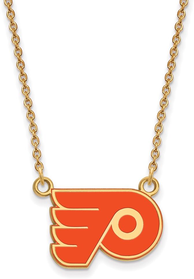 LogoArt SS 14k Yellow Gold Plated NHL Flyers SM Enamel Necklace, 18 Inch