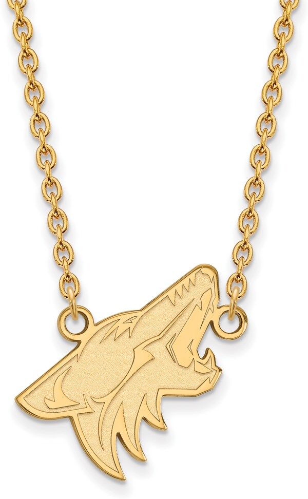 LogoArt SS 14k Yellow Gold Plated NHL Arizona Coyotes Large Necklace, 18 Inch