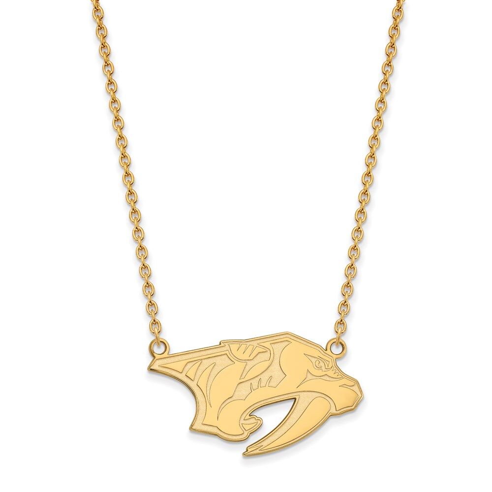 LogoArt SS 14k Yellow Gold Plated NHL Nashville Predators LG Necklace, 18 Inch