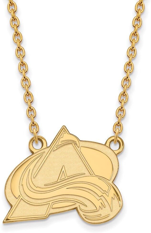 LogoArt SS 14k Yellow Gold Plated NHL Colorado Avalanche LG Necklace, 18 Inch