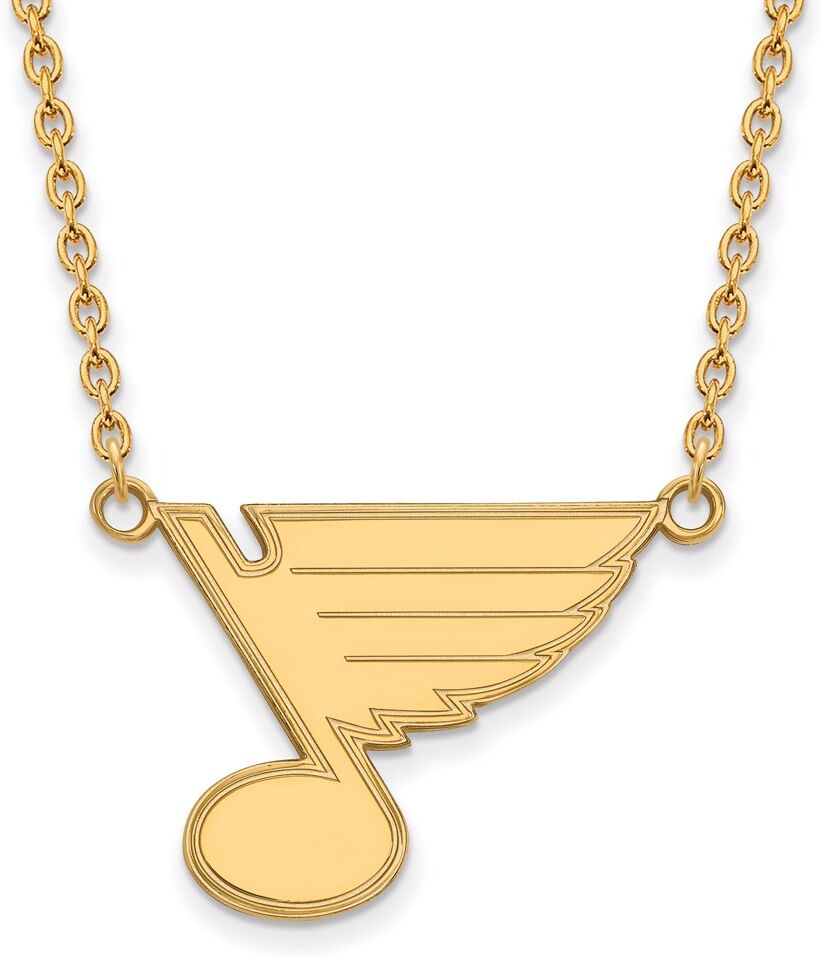 LogoArt SS 14k Yellow Gold Plated NHL St. Louis Blues Large Necklace, 18 Inch