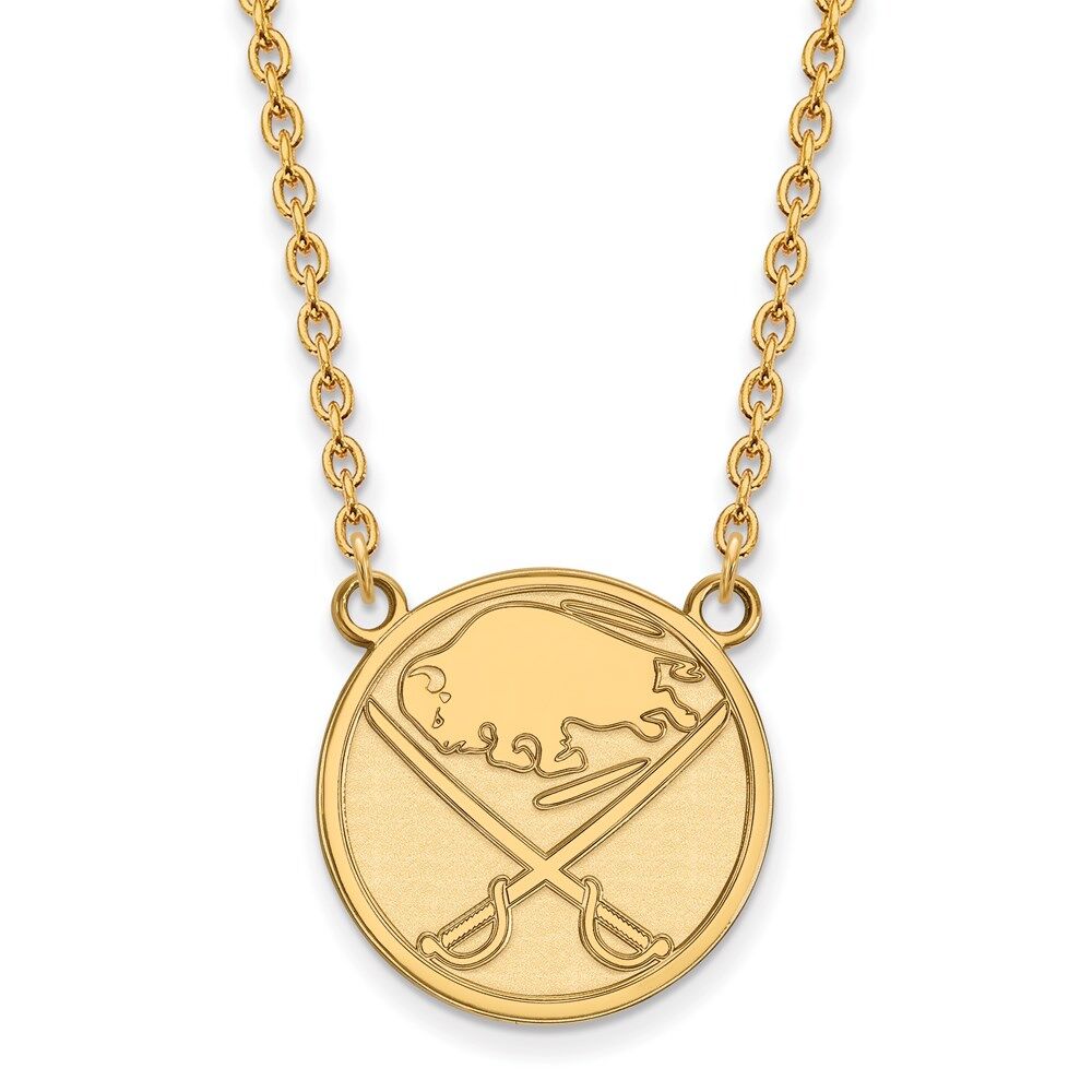 LogoArt SS 14k Yellow Gold Plated NHL Buffalo Sabres Large Necklace, 18 Inch