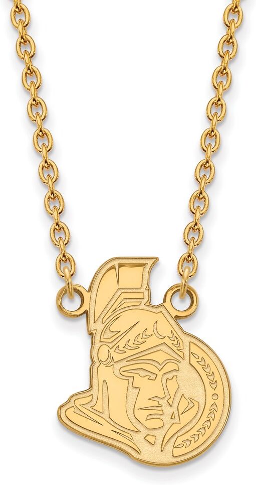 LogoArt SS 14k Yellow Gold Plated NHL Ottawa Senators Large Necklace, 18 Inch