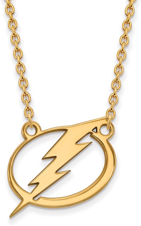 LogoArt SS 14k Yellow Gold Plated NHL Tampa Bay Lightning LG Necklace, 18 Inch