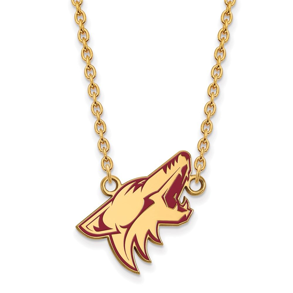 LogoArt SS 14k Yellow Gold Plated NHL Coyotes LG Enamel Necklace, 18 Inch
