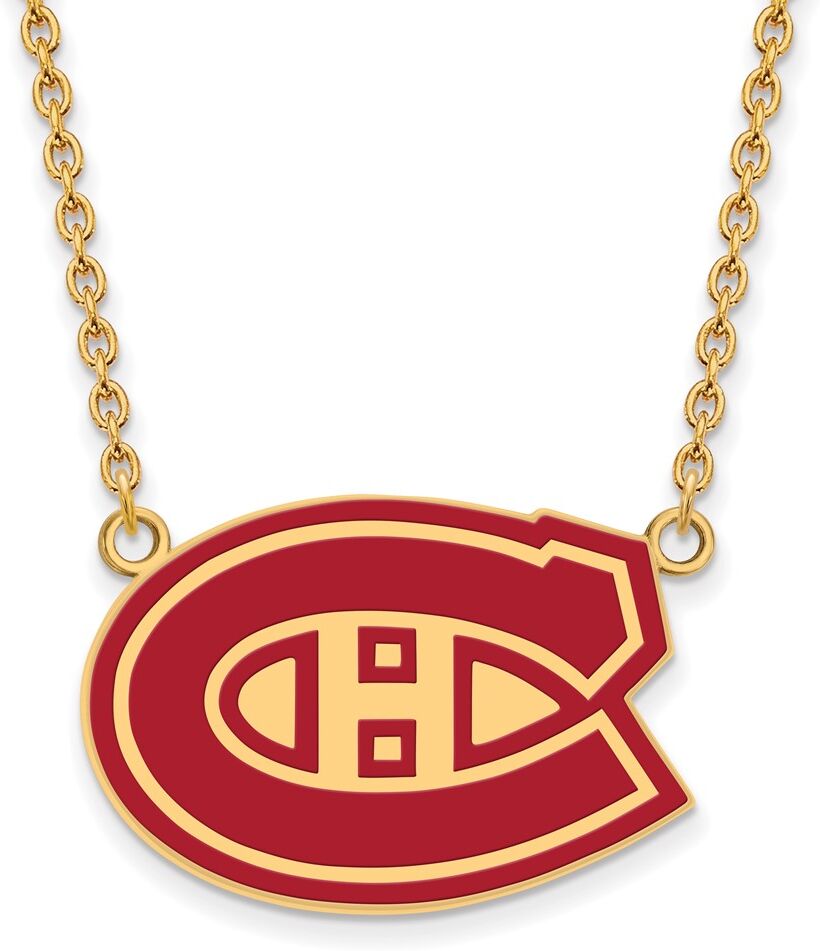 LogoArt SS 14k Yellow Gold Plated NHL Canadiens LG Enamel Necklace, 18 Inch