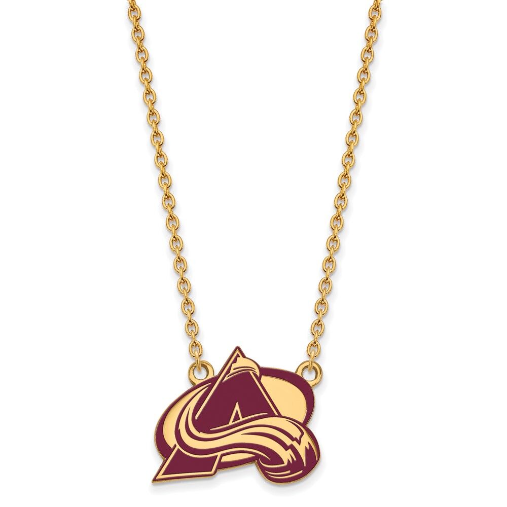 LogoArt SS 14k Yellow Gold Plated NHL Avalanche LG Enamel Necklace, 18 Inch