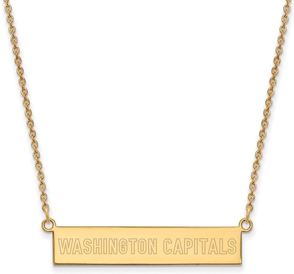 LogoArt SS 14k Yellow Gold Plated NHL Capitals SM Bar Necklace, 18 Inch