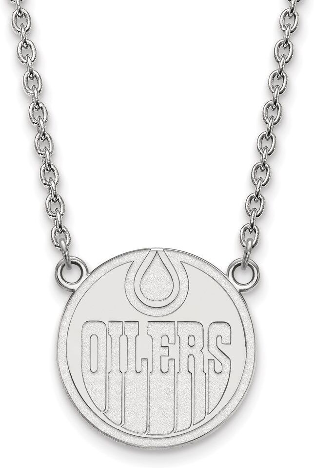 LogoArt Sterling Silver NHL Edmonton Oilers Large Necklace, 18 Inch