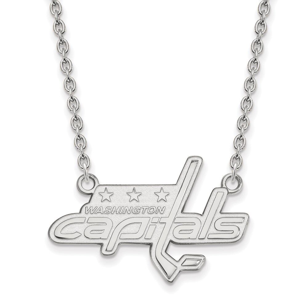 LogoArt Sterling Silver NHL Washington Capitals LG Necklace, 18 Inch