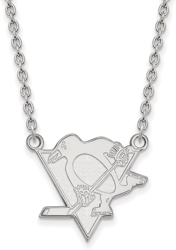 LogoArt Sterling Silver NHL Pittsburgh Penguins Large Necklace, 18 Inch