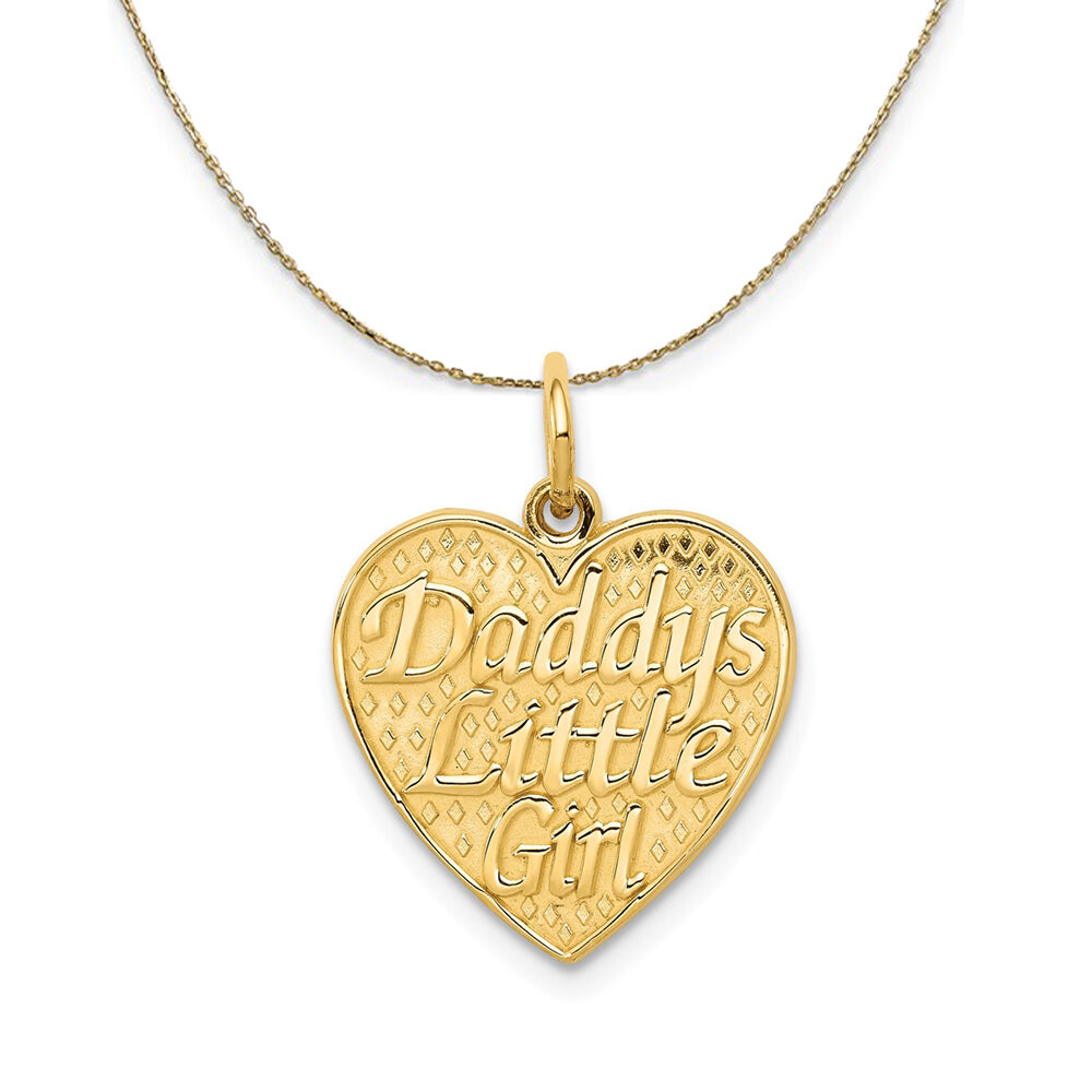 The Black Bow 14k Yellow Gold Daddy's Little Girl Heart Necklace - 18 Inch