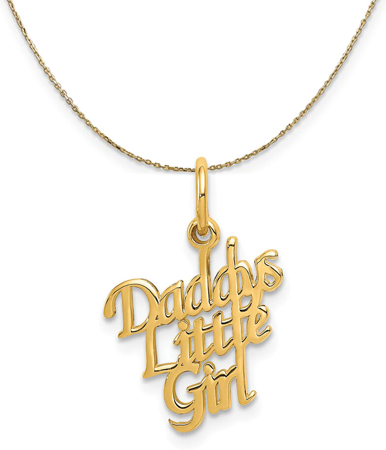 The Black Bow 14k Yellow Gold Polished Daddy's Little Girl Necklace - 18 Inch