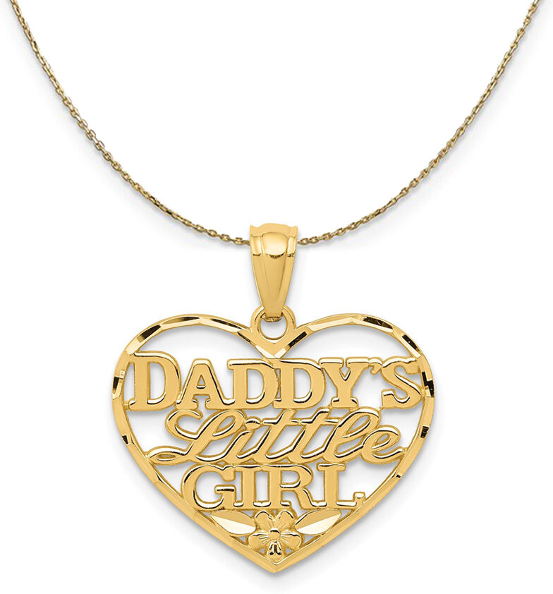 The Black Bow 14k Yellow Gold Daddy's Little Girl Heart Necklace - 18 Inch