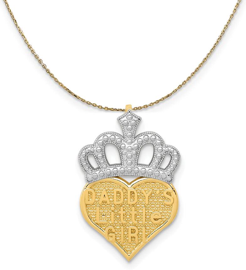 The Black Bow 14k Yellow Gold, Rhodium Daddy's Little Girl Heart Necklace - 18 Inch