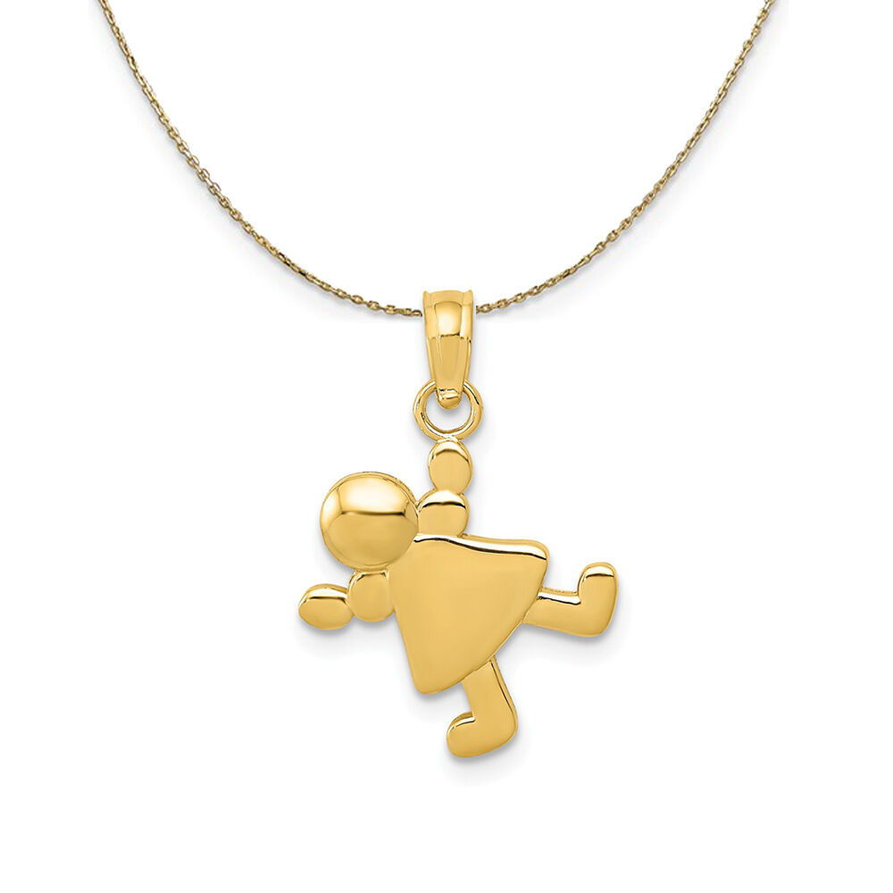 The Black Bow 14k Yellow Gold Little Girl Necklace - 18 Inch