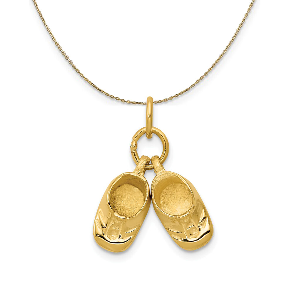 The Black Bow 14k Yellow Gold Polished Baby Shoes Necklace - 18 Inch