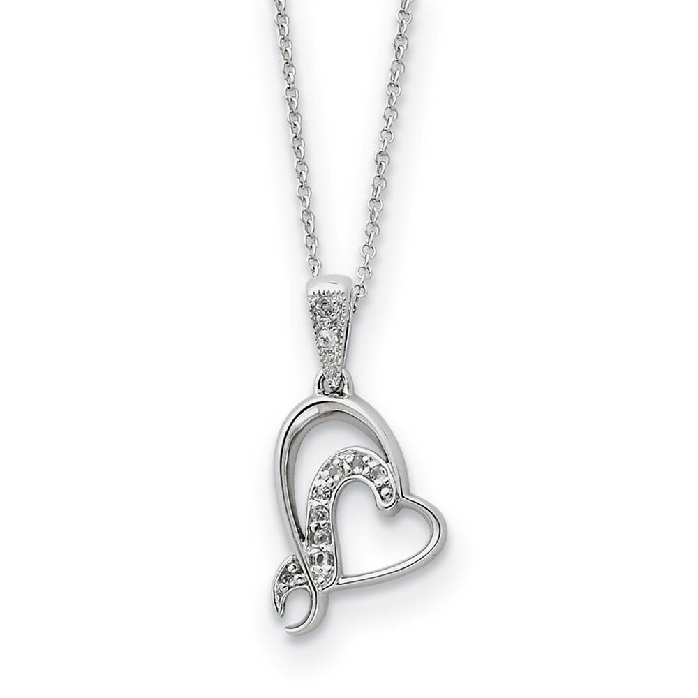 Deborah Birdoes Sterling Silver & CZ My Sister or My Bridesmaid Heart Necklace, 18 In.