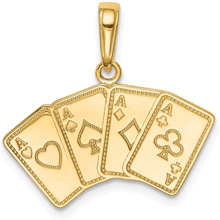 The Black Bow 14k Yellow Gold Four of a Kind Aces Playing Cards Pendant