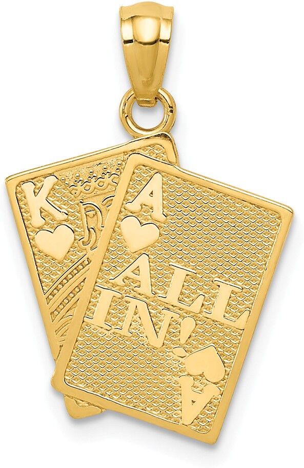 The Black Bow 14k Yellow Gold All In! King and Ace Playing Cards Pendant