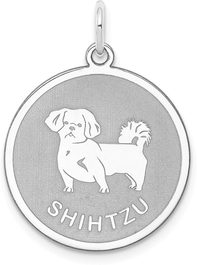 The Black Bow Sterling Silver Laser Etched Shih Tzu Dog Pendant, 19mm