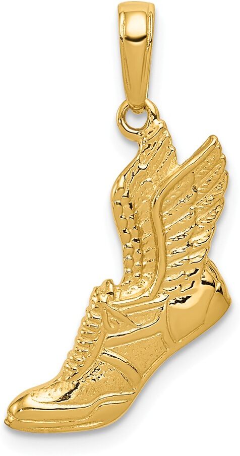 The Black Bow 14k Yellow Gold Winged Running Shoe Pendant, 15 x 25mm