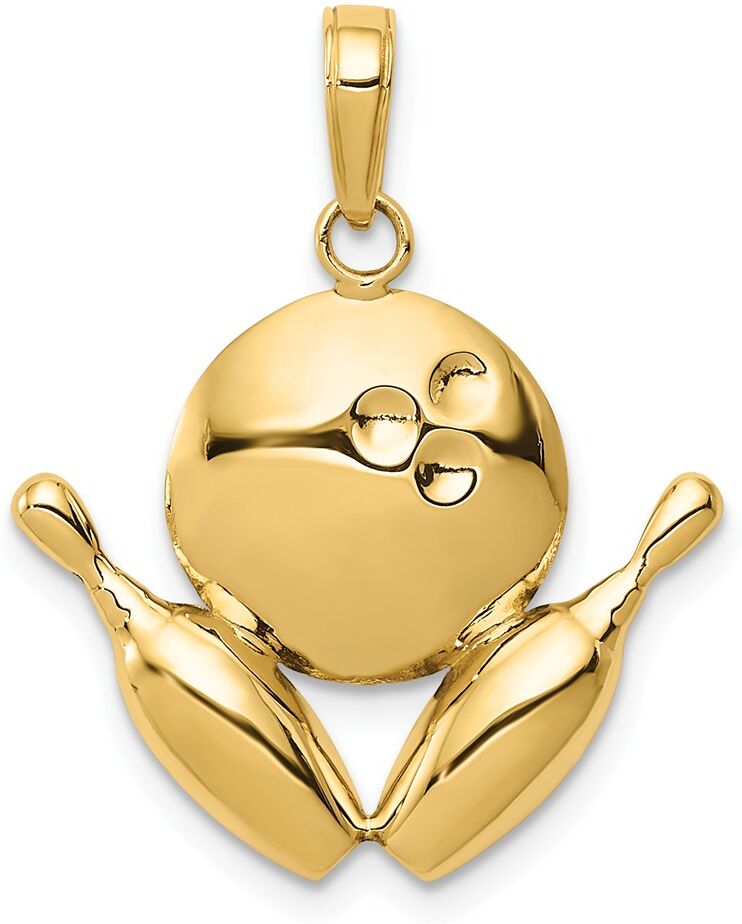 The Black Bow 14k Yellow Gold Diamond Cut Bowling Ball and Pins Pendant