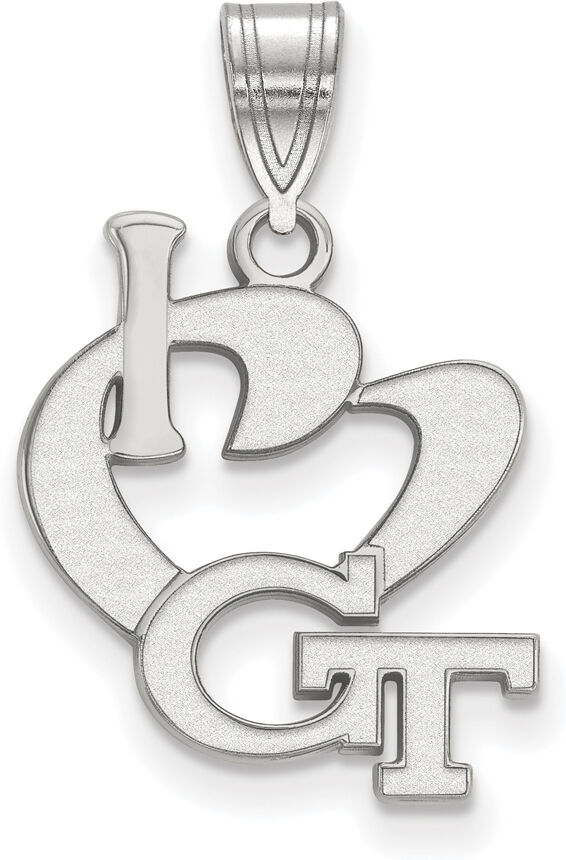 LogoArt Sterling Silver Georgia Technology Large I Love Logo Pendant