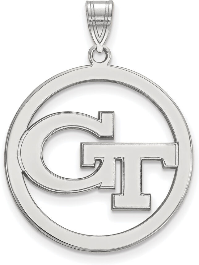 LogoArt Sterling Silver Georgia Technology Large Circle Pendant