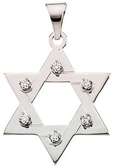 The Black Bow 14K White Gold 1/5 CTW (SI1, G-H) Diamond Star of David Pendant, 26mm