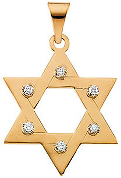 The Black Bow 14K Yellow Gold 1/5 CTW (SI1, G-H) Diamond Star of David Pendant, 26mm