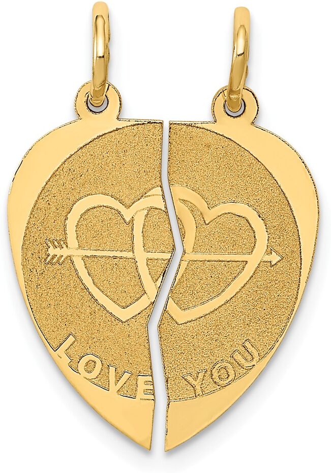 The Black Bow 14k Yellow Gold I Love You Set of 2 Charm or Pendants, 17mm