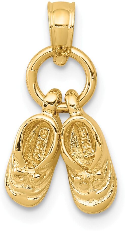 The Black Bow 14k Yellow Gold 3D Baby Shoes Charm or Pendant, 9mm (3/8 inch)