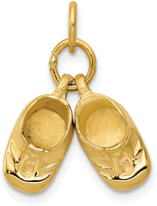 The Black Bow 14k Yellow Gold Polished Baby Shoes Charm or Pendant, 15mm